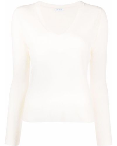 Malo Pullover mit V-Ausschnitt - Weiß