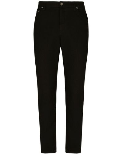 Dolce & Gabbana Logo-appliqué Tapered-leg Jeans - Black