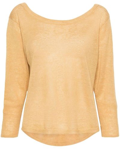 Majestic Filatures Linen Knitted Top - Natural