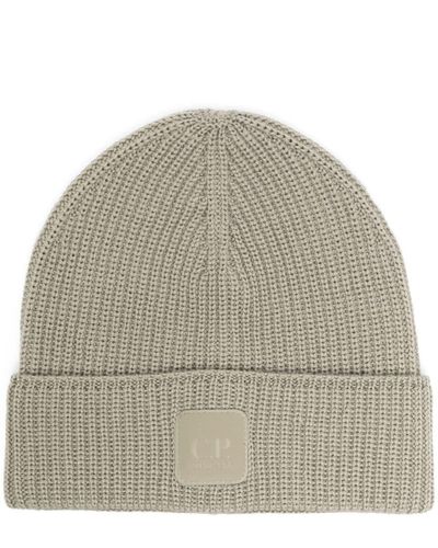 C.P. Company Logo-patch Wool Beanie - Natural