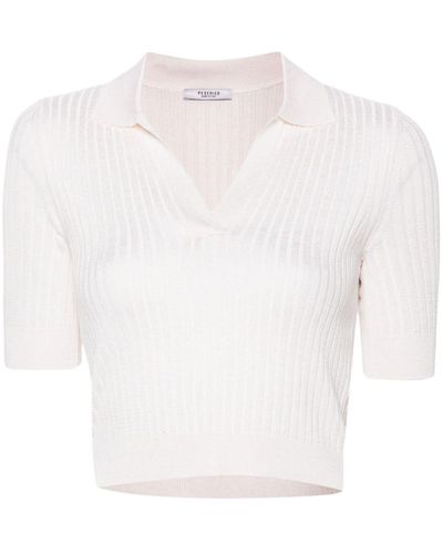 Peserico Cropped Ribbed Polo Jumper - White