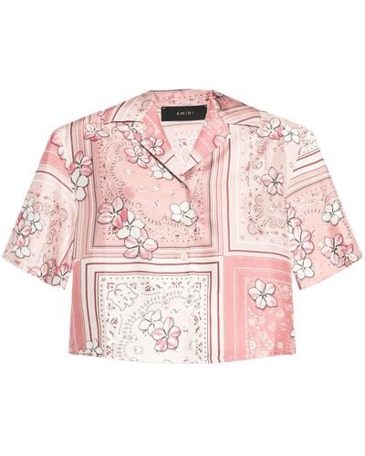 Amiri Bandana Floral Silk Shirt - Pink