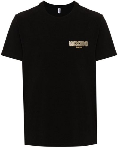Moschino Logo-appliqué Stretch-cotton T-shirt - Black