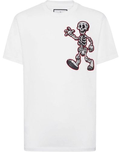 Philipp Plein Skeleton Cotton T-shirt - White