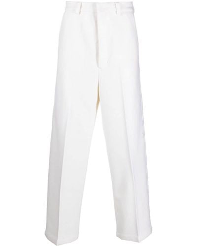 Ami Paris Wool-blend Wide-leg Pants - White