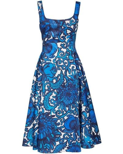 La DoubleJ Midi-jurk Met Print - Blauw