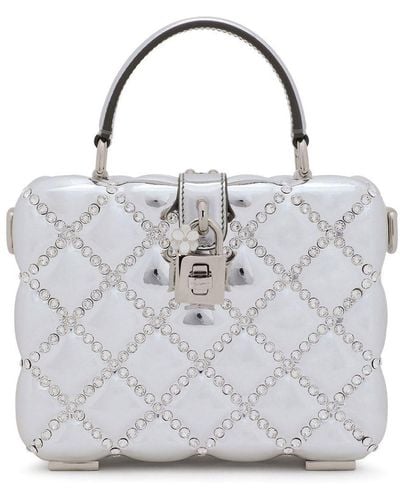 Dolce & Gabbana Dolce Box Handtasche mit Strassverzierung - Grau