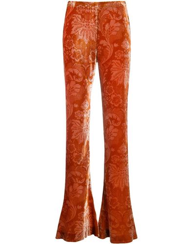 Acne Studios Floral Velvet Flared Pants - Orange