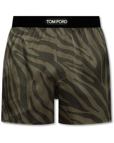 Tom Ford Seidenstretch-Boxershorts mit Zebra-Print - Grün