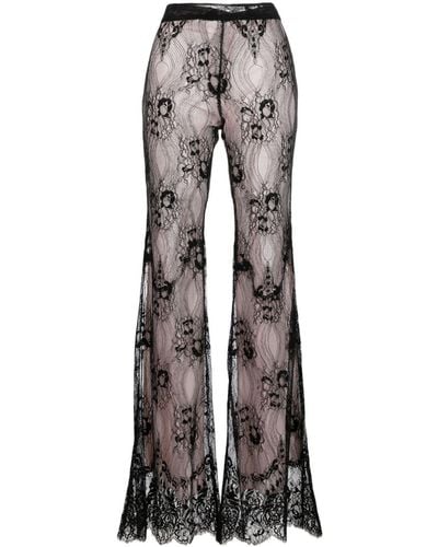 DSquared² Lace-panel Flared Pants - Gray