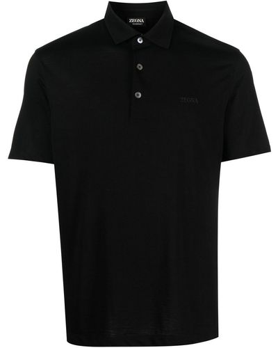 Zegna Poloshirt mit Logo-Print - Schwarz