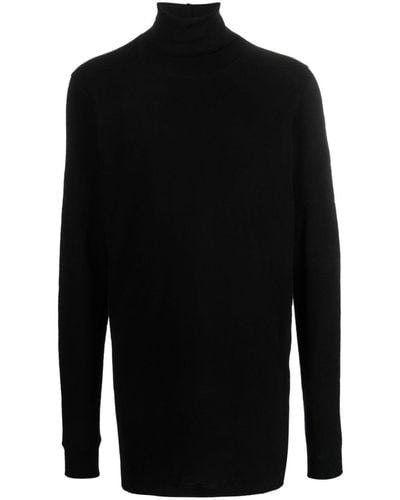 Rick Owens Roll-neck Organic Cotton Sweater - Black