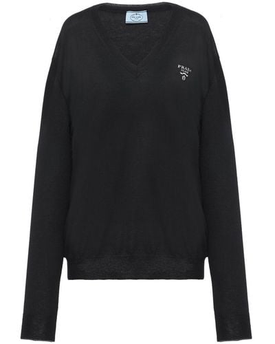 Prada V-neck Cashmere Sweater - Black