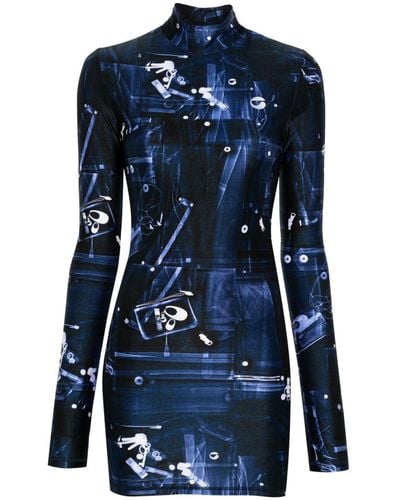 Coperni X-ray-print Mini Dress - Blue