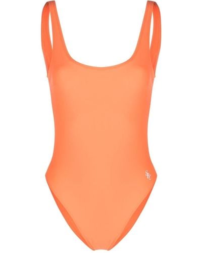 Sporty & Rich Rückenfreier Badeanzug mit Logo-Print - Orange