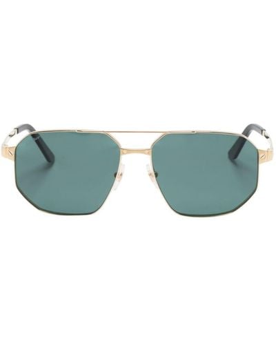 Cartier Santos De Cartier Pilot-frame Sunglasses - Green