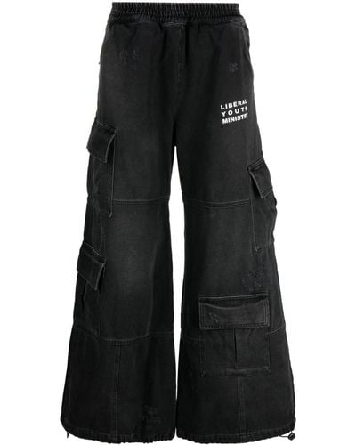Liberal Youth Ministry Jeans cargo a gamba ampia - Nero