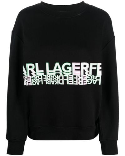 Karl Lagerfeld Logo-print Crew-neck Sweatshirt - Black