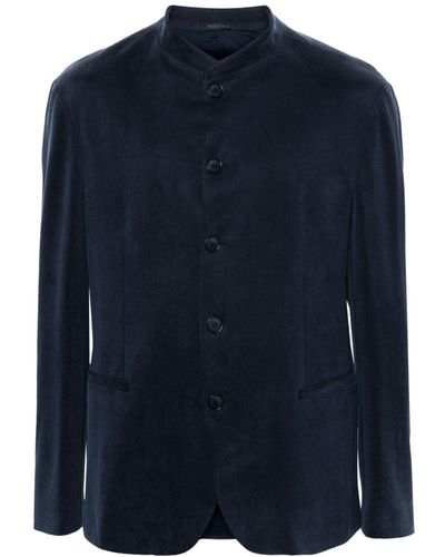 Giorgio Armani Band-collar Buttoned Jacket - Blue