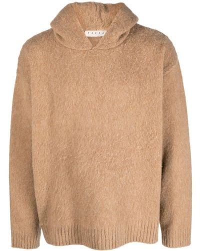 Paura Brushed-effect virgin wool hoodie - Neutro