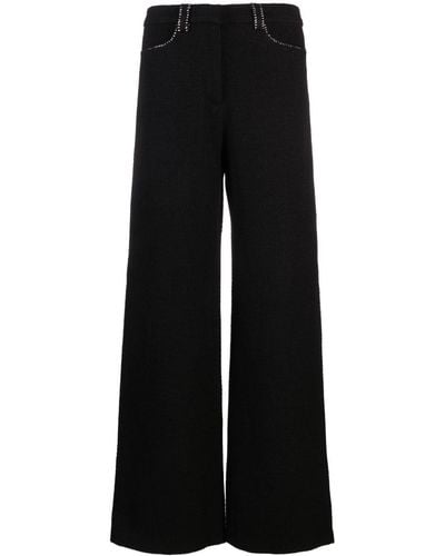 Maje Wide-leg Tweed Pants - Black