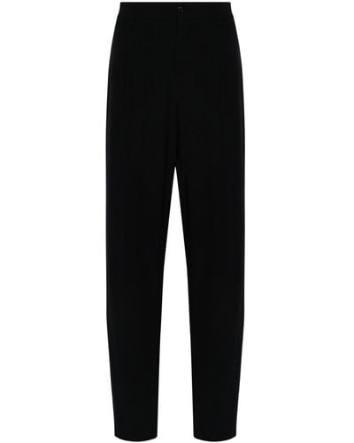 Giorgio Armani Wool Tapered Trousers - Black