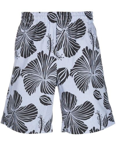 MSGM Hibiscus-print Bermuda Shorts - Blue