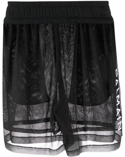 Balmain Badeshorts mit Logo-Print - Schwarz