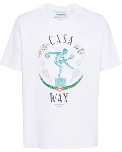 Casablancabrand Statue En Marbre-print T-shirt - White