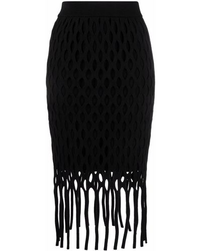 Pinko Macramé Fringed Skirt - Black