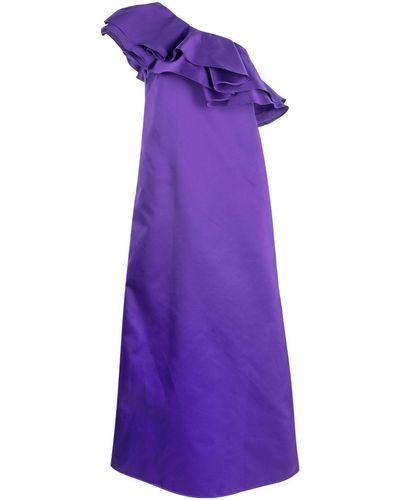 P.A.R.O.S.H. Ruffled-detail One-shoulder Dress - Purple