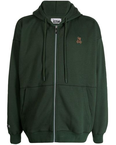 Izzue Logo-embroidered Drawstring Hoodie - Green