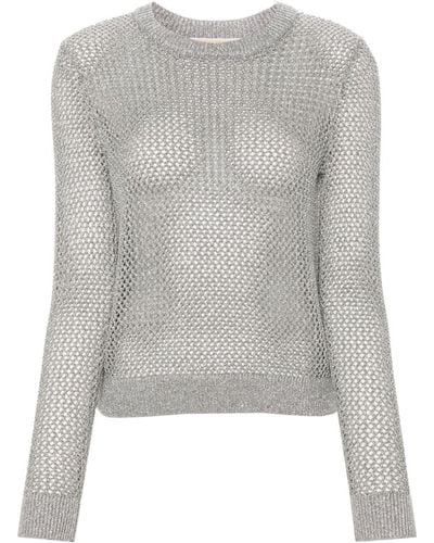 MICHAEL Michael Kors Metallic-threading Open-knit Jumper - Grey