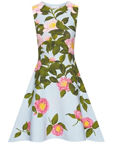Oscar de la Renta Camellia Mini-jurk Met Jacquard - Groen