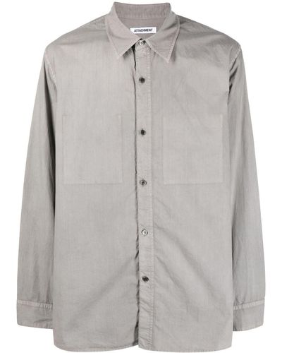 Attachment Long-sleeve Cotton Shirt - Gray