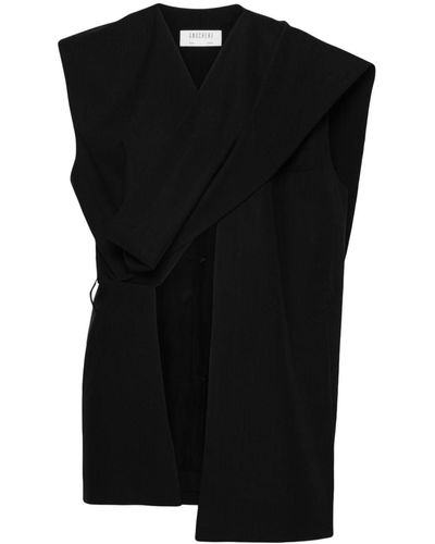 Gauchère Wool Belted Vest - Black