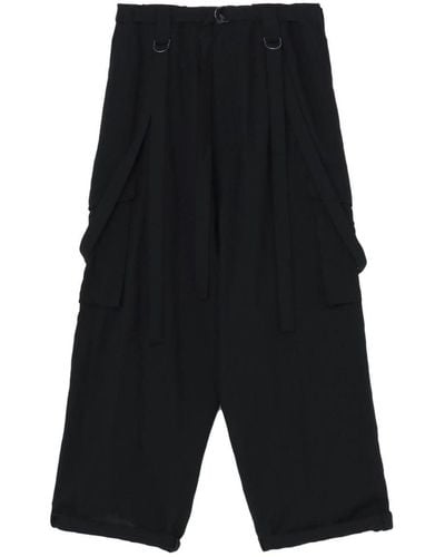 Yohji Yamamoto Strap-detailing Drop-crotch Trousers - Black