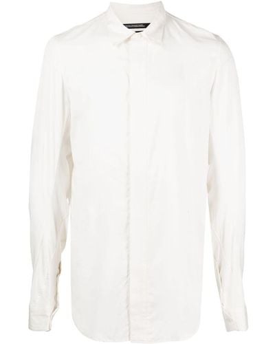 Julius Spread-collar Concealed-fastening Shirt - White