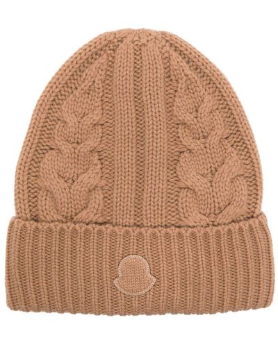 Moncler Cable-knit Cashmere Beanie - Brown