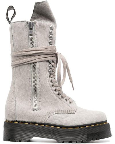 Rick Owens X Dr Martens bottines en cuir de veau à lacets - Gris