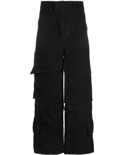 Entire studios Hard Wide-leg Cotton Cargo Trousers - Black