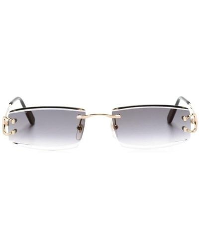 Cartier Rectangle-frame Rimless Sunglasses - Metallic