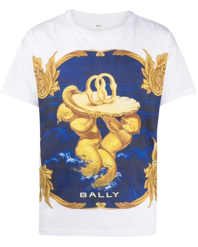 Bally Graphic-print Organic Cotton T-shirt - Blue