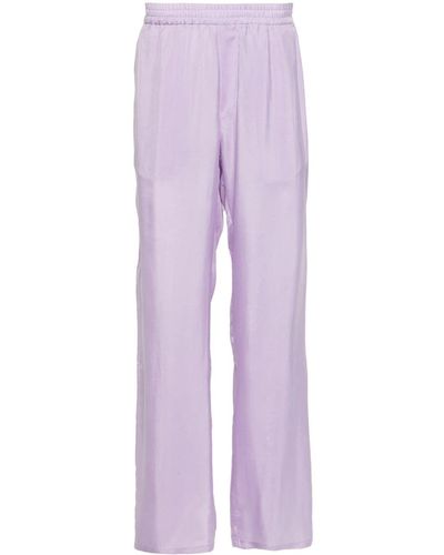 MSGM Elasticated-waist Straight-leg Trousers - Purple