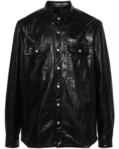 Rick Owens Outershirt Leather Jacket - Black