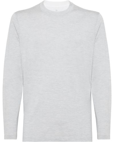 Brunello Cucinelli T-shirt con rifinitura a contrasto - Bianco