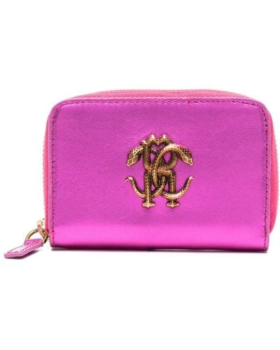 Roberto Cavalli Monogram-plaque Leather Wallet - Purple