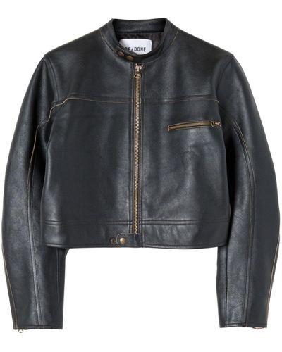 RE/DONE Racer Zip-up Leather Jacket - Black