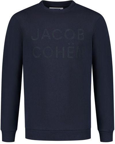 Jacob Cohen Logo-embroidered Cotton Sweatshirt - Blauw