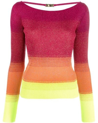 Gcds Colour-block Ribbed-knit Jumper - Red